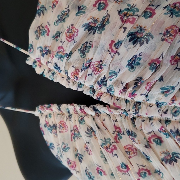 ZARA Strapless metalic thread draped print dress - Picture 6 of 13